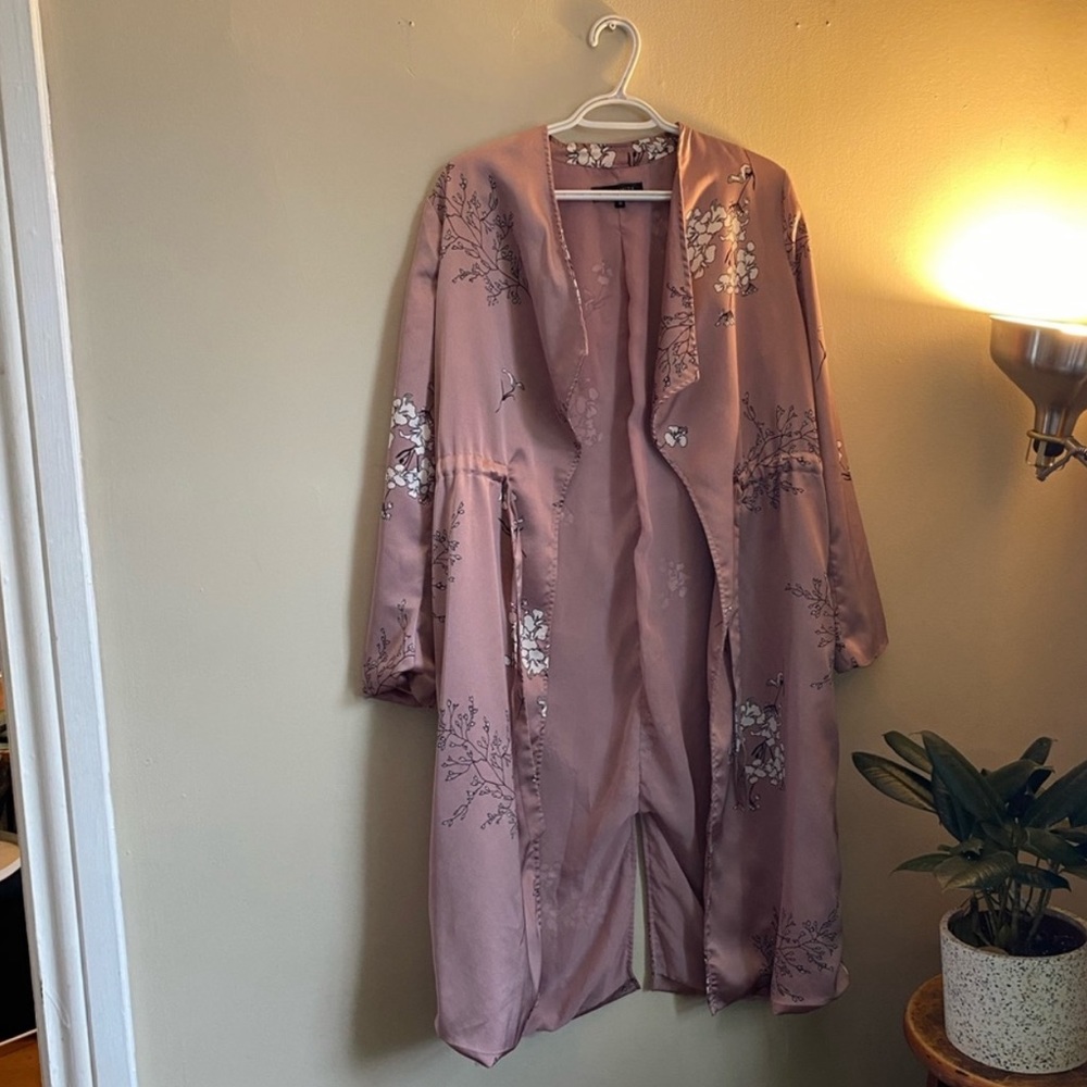 Purple tone silk style kimono